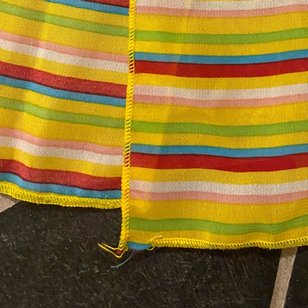 Vintage Rainbow Stripe Sheer Rectangular Scarf 44”L Yellow